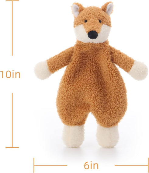 Apricot Lamb Stuffed Animals Security Blanket, Yellow Fox Infant Nursery Character Blanket, Luxury Snuggler Plush