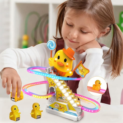 RCOOS Set Duck Climbing Toy Electric Light Slide Climbing Toys for Automatic Stairs,Playful Santa Race Game Christmas