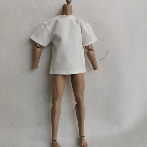 1/6 Custom Scale 2X T-Shirt Clothes for 12" Male Action Figure, Black and White