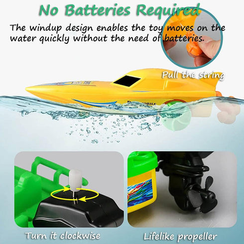 Miracland Wind-Up Speed Boat Toy for Kids - Fun Bath & Pool Activity