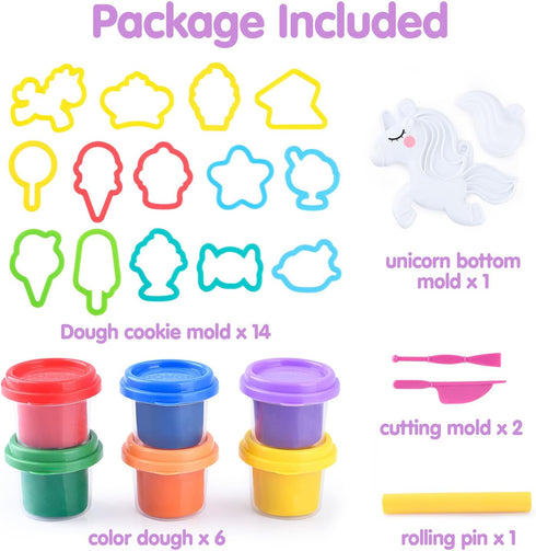 PLAY Unicorn Playdough Sets for Kids Ages 4-8, Ice Cream Set DIY Toy, Safe & Non-Toxic Playdough Set for Girls