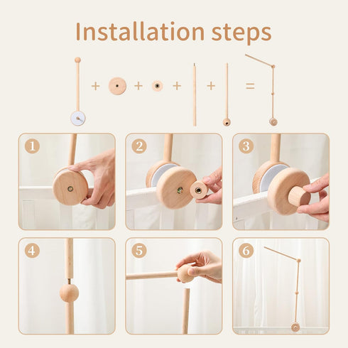 let's make Baby Crib Mobile Arm - Wooden Baby Mobile Crib Holder for Mobile Hanging Baby Crib Attachment for Nursery
