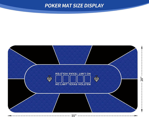 nuveti Poker Mat - 55 x 28inch Non-Slip Waterproof Rubber Poker Table Game Mat for 6-8 Players