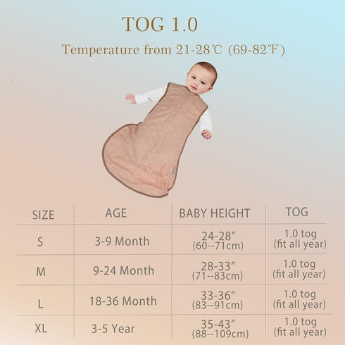 Baby Sleep Sack Natural Cotton Toddler Wearable Blanket 2-3T, 36 Months, Lightweight Unisex 1.0 TOG
