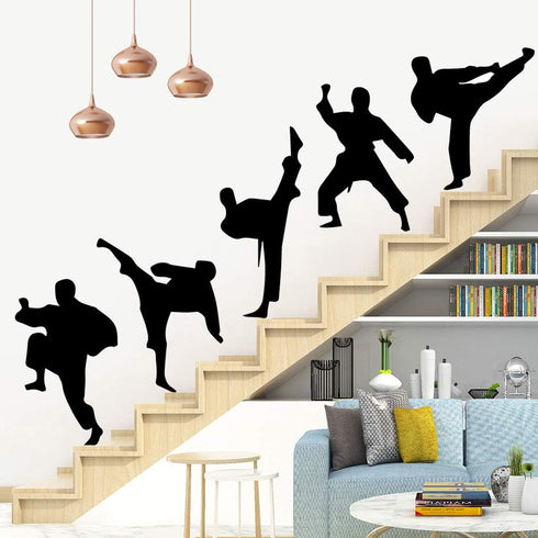 Amaonm Creative Vinyl Sport Taekwondo Wall Decor, Player Silhouette Decals, Removable DIY Stickers, 17"x51"
