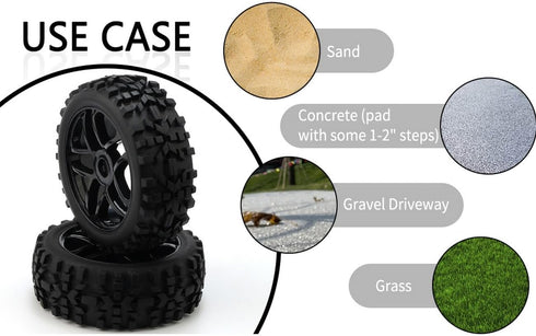 JIUWU High-Performance 4-Pack RC Off-Road 17mm Hex Wheels and Tires, 1/8 Scale RC Vehicle Durable Construction