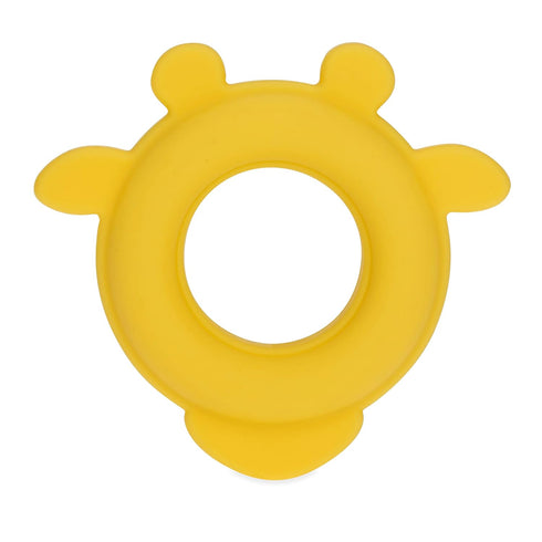 Nuby Natural Wood Teether, Soft Silicone Giraffe Yellow, Minimalist Design, Easy to Clean