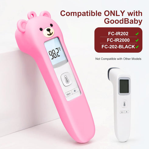 Zalcerin Cute Bear Silicone Thermometer Case Compatible with GoodBaby No-Touch Thermometer, Soft Anti-Drop Protective