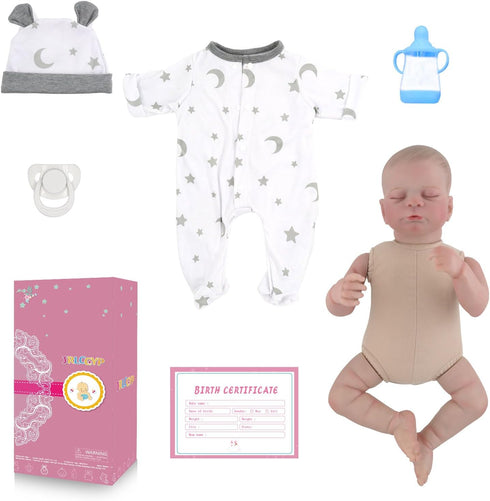 Realistic Reborn Baby Dolls Boy, 18 Inches Soft Vinyl Newborn Toy with Stars Moon Clothes, Gift for Kids