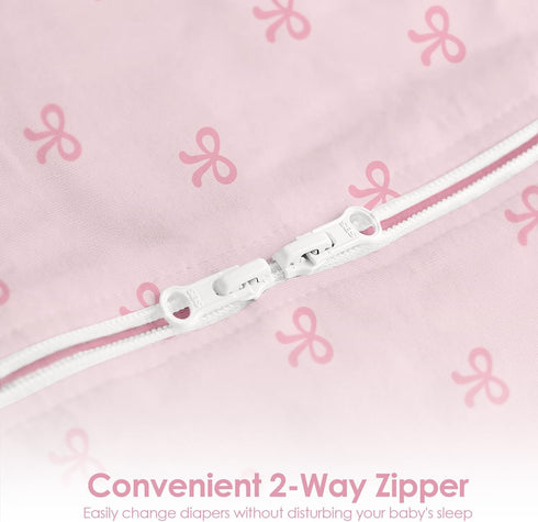 0-2 Pack 3) Baby Swaddle Months, Cotton Arm-In Zipper Sleep Sack, Wearable Blankets Wrap for Newborn Infant Girls (Bow