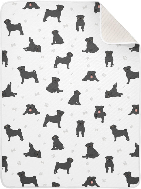 KICPOAY Pug Dog Black Baby Swaddle Blanket for Boys and Girls, Muslin Baby