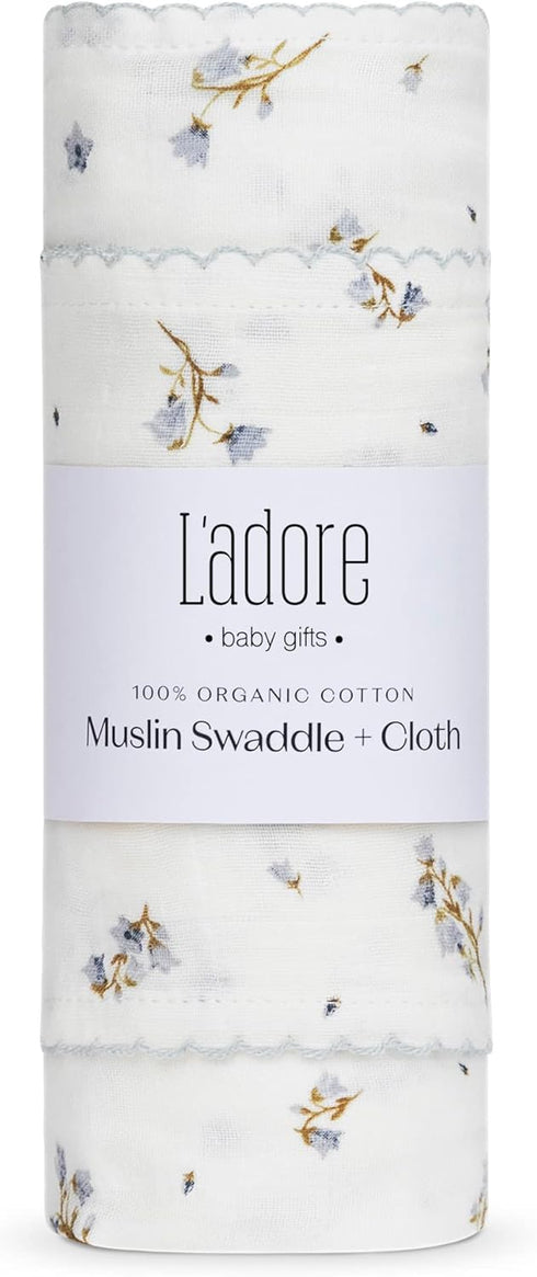Ladore Baby Gifts Swaddle Blanket & Cloth Set (Florel/Boys)