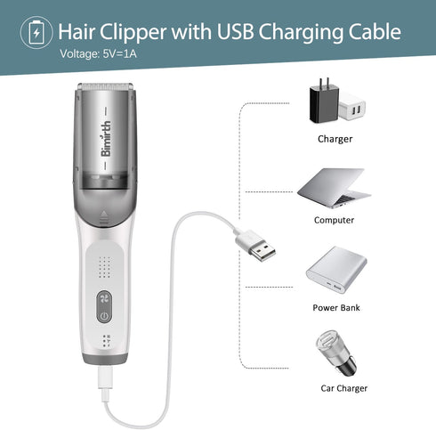 Trimmer Bimirth Baby Hair Clipper with Vacuum - Hair for Kids and Toddlers - Waterproof, Rechargeable, Cordless Hair