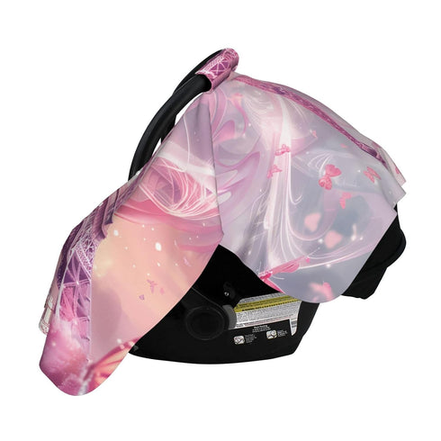 CQMZJHU Pink Eiffel Tower Romantic Paris Butterfly Baby Car Seat, Rain Shelter, Multifunctional Nursing Cover