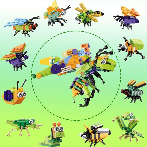 12 PCS Pre Filled Easter Eggs with Insect Building Blocks, Mini Toys for Kids Party Favors and Basket Stuffers