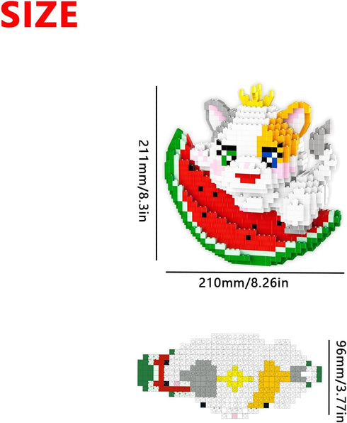 Larcele Micro Building Blocks Animal Set - DIY Mini 3D Toy Bricks, 2159 Dots KLJM-10 (Watermelon Cat)