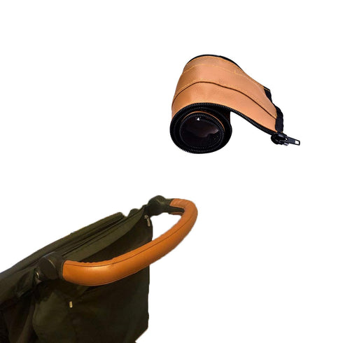 Universal Stroller Handlebar Cover, PU Leather Armrest Sleeve for Baby Strollers, Brown