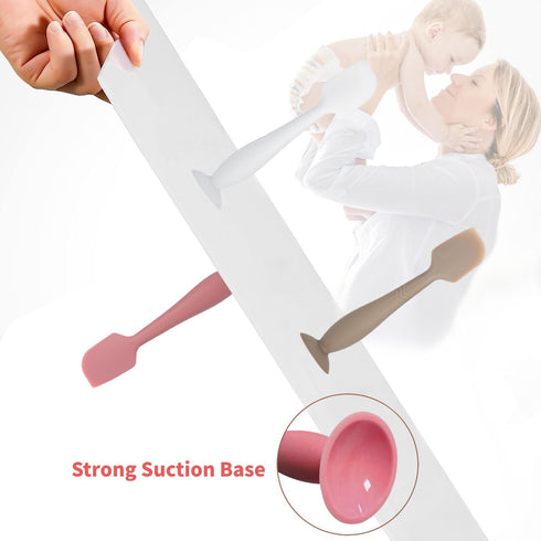 3 Pack Baby Diaper Cream Spatula Applicator, Soft Silicone Brush with Suction Cup Base (White, Red, Gray)