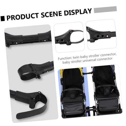 Adjustable Dual Connector for Baby Stroller, 3pcs Universal Aluminum Tube Car Accessories for Twins Stroller