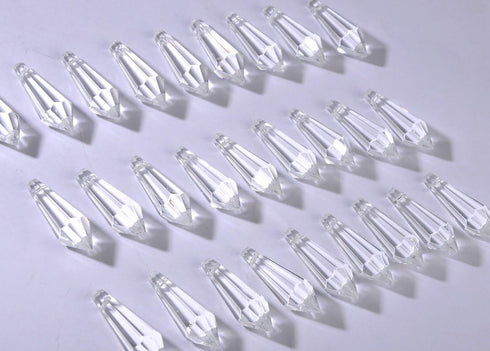 H&D 50pcs 38mm Crystal Icicle Pendant Chandelier Prisms Drops Lamp Candle Holders