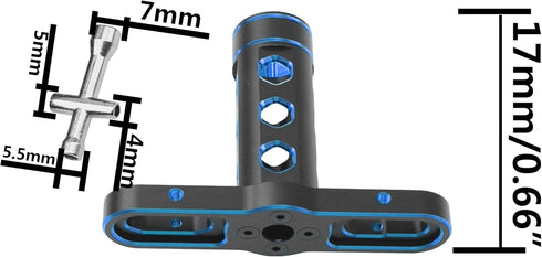 RC Car Tool 17mm Hex Adapter Wheel Wrench with 4mm 5mm 5.5mm 7mm Hex Socket for Traxxas Axial Arrma HSP Redcat Tamiya