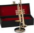 Dselvgvu Copper Miniature Trumpet with Stand and Case, Mini Musical Instrument for Dollhouse Model (4.65"x1.18")