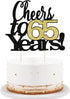 LVEUD Black Font Golden Numbers Cheers to 65 Years Happy Birthday Cake Topper for Wedding, Anniversary, Birthday Party