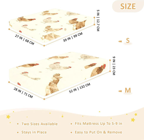 CZXW 52" 28" Farmhouse Chickens Crib Sheets Fitted x Natural Cotton Soft & Breathable for Baby Crib Mattress