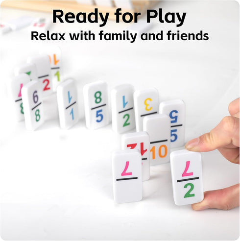 15 Set, 136 Doreimi Mexican Train Dominoes Double Colored Number Tiles with Lightweight EVA Case, Family and Adult