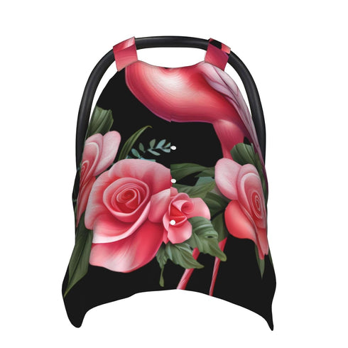 Zhbvncp Cute Flamingo with Flowers Baby Car Seat Cover & Breastfeeding Nursing Cover - Breathable Stretch Fabric