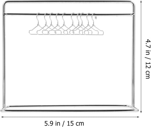 10 5.90X4.72X2.16 Inch TOYANDONA Mini Clothes Rack for Dolls with Miniature Metal Doll Clothes Hangers Doll Apparel