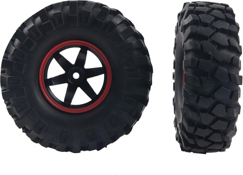 6-Spoke 1.9" Rubber Tires & 108mm Wheels with 12mm Hex Hub Rims for 1/10 Axial D90 SCX10 CC01 TF2 RC Crawler Car