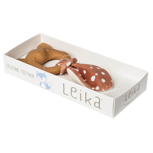 Mary Meyer Teething Toys Leika Silicone Baby Teether for Babies 0-12 Months, 9-Inches, Little Fawn