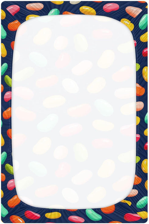 Pigsaly 27x39 Inch Crib Sheets Colorful Jelly Beans Baby Sheet for Standard Crib Mattress Boys Girls Toddler Bed Sheets