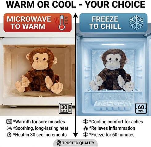 1i4 Cozy Group Marvin the Monkey - Microwavable & Weighted Plush Stuffed Animal - Heated Plushie for Warmth - Cute
