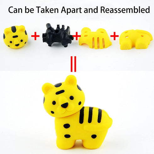 110Pcs Animal Erasers Kids Pencil Erasers Bulk - Mini Animal Food Toys, Classroom Rewards, Game Prizes