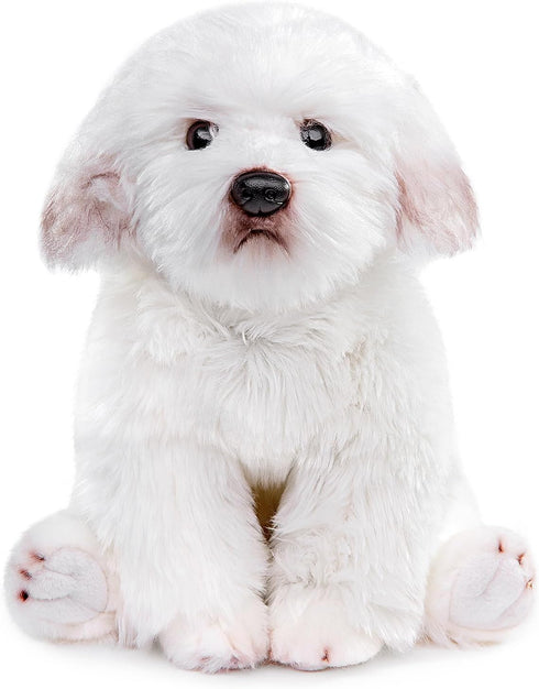 Tiny Heart Simulation Maltese Dog Plush Toys, Realistic 10inch Stuffed Animal for Kids Birthday Gifts and Home Decor