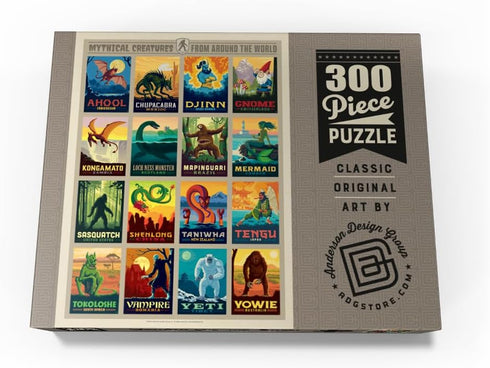 300 MyPuzzle Mythical Creatures from Around The World, Vintage Poster - Premium Piece Jigsaw Puzzle for Adults