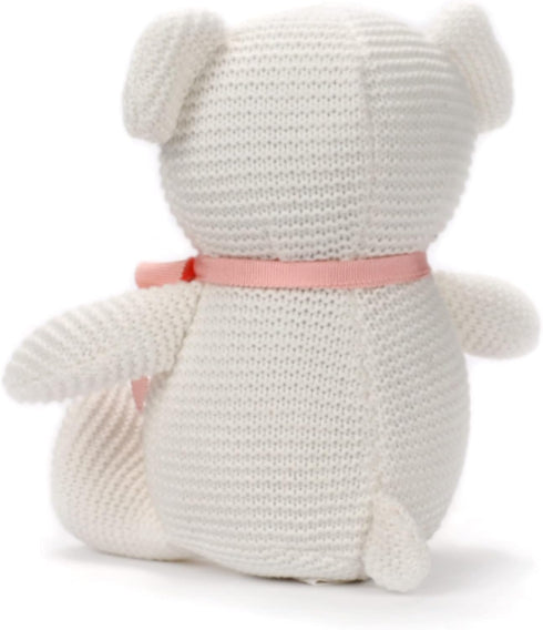 100% Organic Cotton Baby Stuffed Animals, White Teddy Bear for Newborn, 6.5"