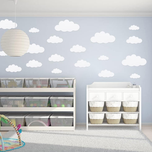 31pcs Big Clouds Vinyl Wall Decals, Removable Wall Art Decor for Living Room Nursery Kids Room