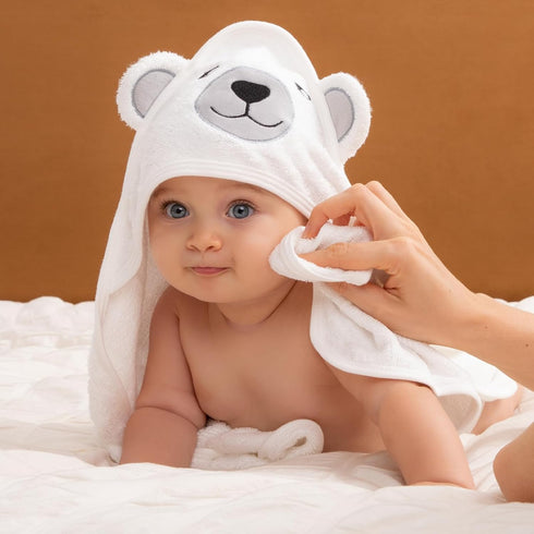 Momcozy Set, Baby Bath Towel Baby Towel with Hood and Baby Washcloth|Baby Bath Glove, Extremely Soft, Breathable