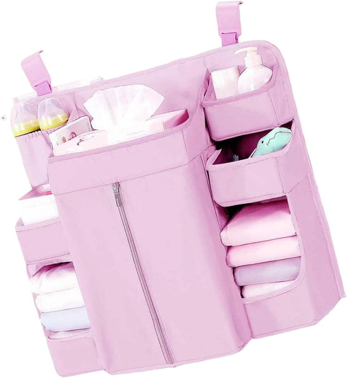 Tkidplw Diaper Organizer for Cribs And Changing Table, Hanging Diaper Caddy With Adjustable Straps Multiple Layer Baby
