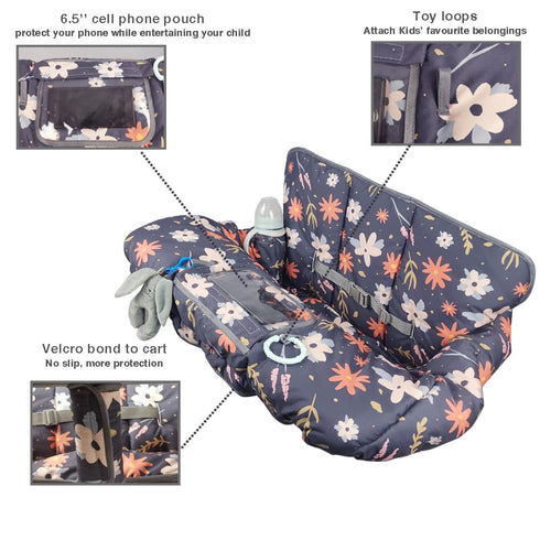Cozy Shopping Cart Cover for Baby/Toddler, High Chair Cover, with Removable positioner, Dark Blue
