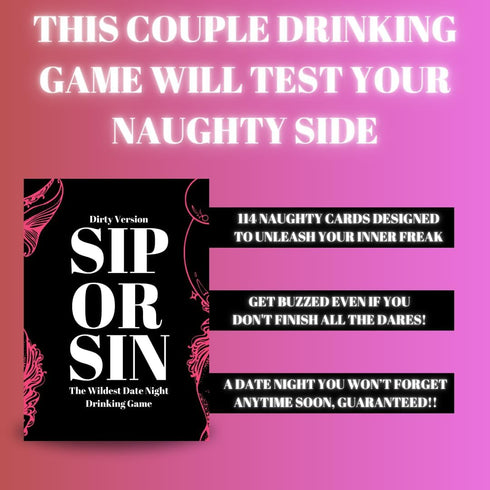 Generic 114 Sip Or Sin Drinking Couple Game - Freaky Couples Game for Romantic Date Night, Anniversary & Valentine's