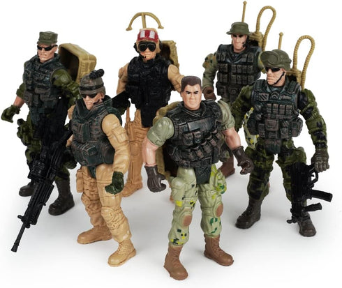 Boley 6-Pack Elite Force Army Men Toy Set - Figurines and Accessories for Kids Ages 3 and Up!