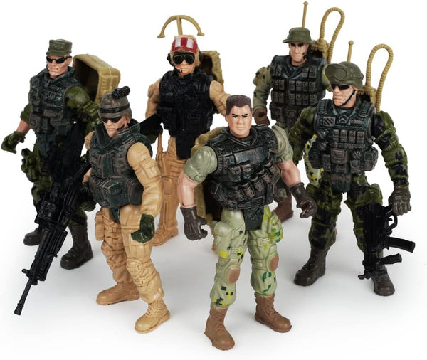 Boley 6-Pack Elite Force Army Men Toy Set - Figurines and Accessories for Kids Ages 3 and Up!