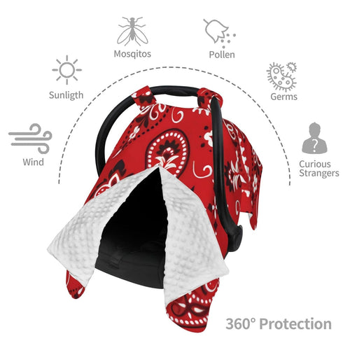 Hcpwzrf Red Redpaisley Boho Baby Car Seat Cover & Nursing Cover - Breathable Stretch Multi-Use Cover for Breastfeeding