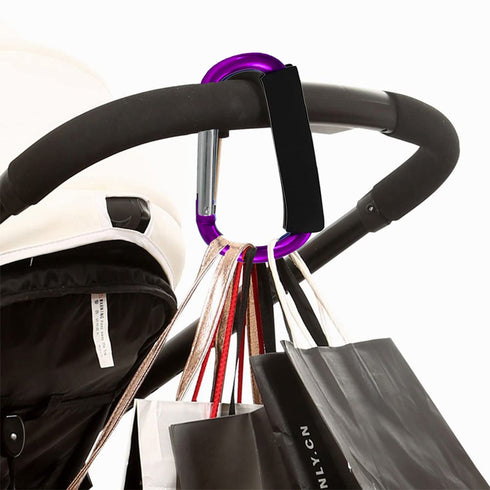 Stroller Hooks by Baby,Large Stroller Hooks for Mommy, 2 pcs Carabiner Stroller Hook Organizer for Hanging Purses, Diaper Bag, Shopping Bags. (Purple)
