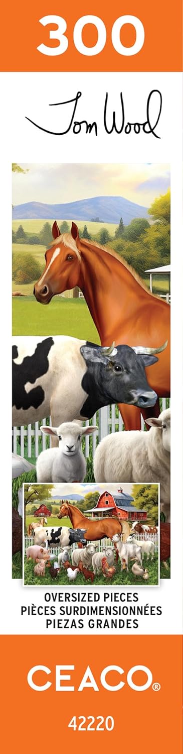 300 Ceaco - Tom Wood - Farm Animal Friends - Oversized Piece Jigsaw Puzzle