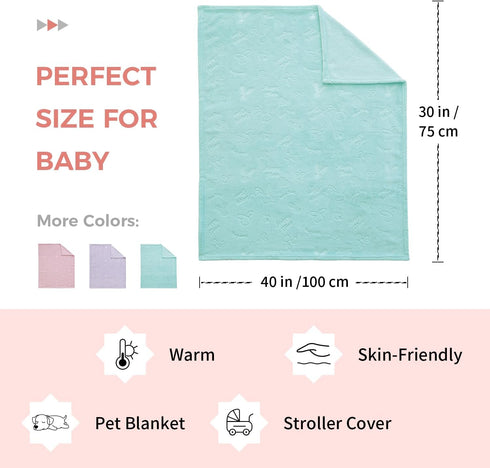 Cozy Cozy 30"x40", Soft Fleece Baby Blanket Animal Pattern Soft Fluffy Plush Receiving Blanket for Newborn Infant